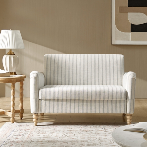 Striped Linen Upholstered Paulina Loveseat