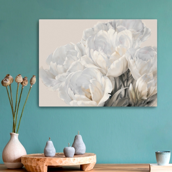 White Tulip Blooms Canvas Art Print