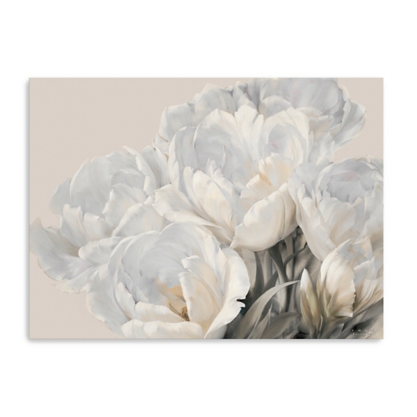 White Tulip Blooms Canvas Art Print, 32x24