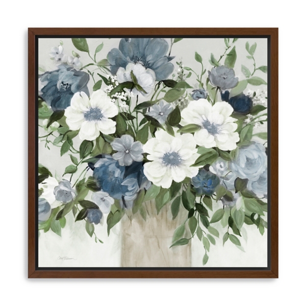 Classic Blue Bouquet Framed Canvas Art Print