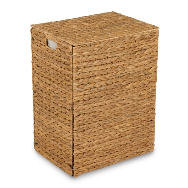 Natural Hyacinth Lined Laundry Basket