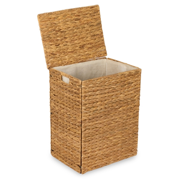 Natural Hyacinth Lined Laundry Basket