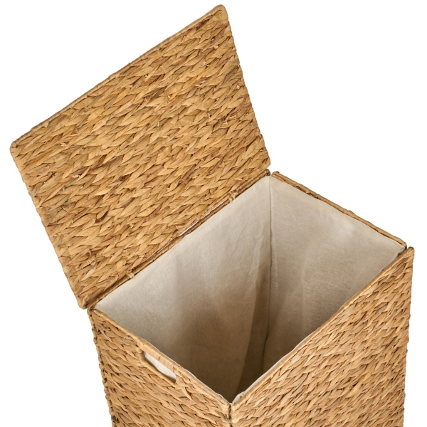 Natural Hyacinth Lined Laundry Basket