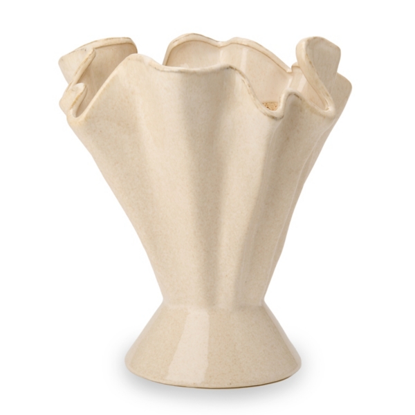 Cream Ruffle Ceramic Vase