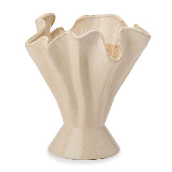 Cream Ruffle Ceramic Vase