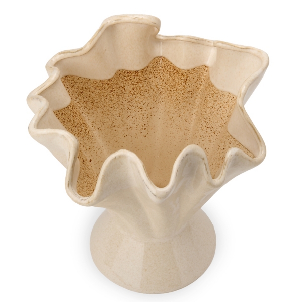 Cream Ruffle Ceramic Vase