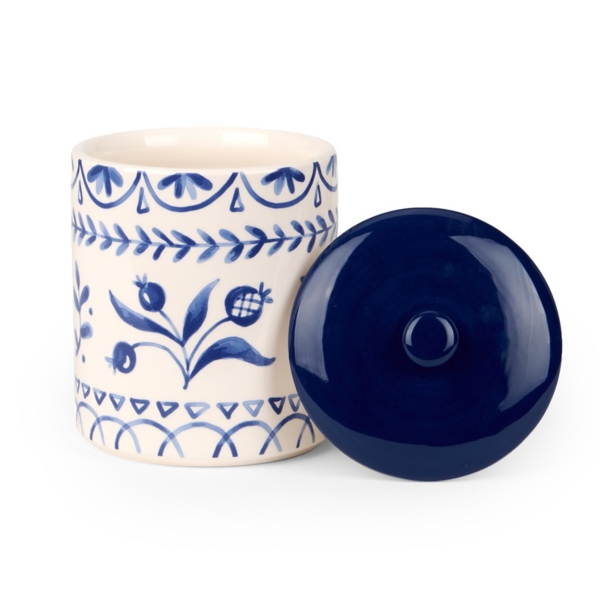 Blue Mosaic Ceramic Canister, 7 in.
