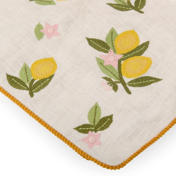 Embroidered Lemon Table Runner