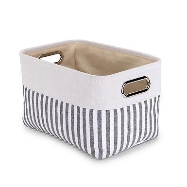 Large Striped Linen Metal Handle Basket | Kirklands Home