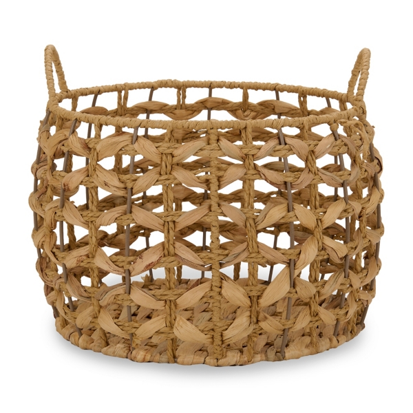 Round Natural Straw Basket, 8 in.