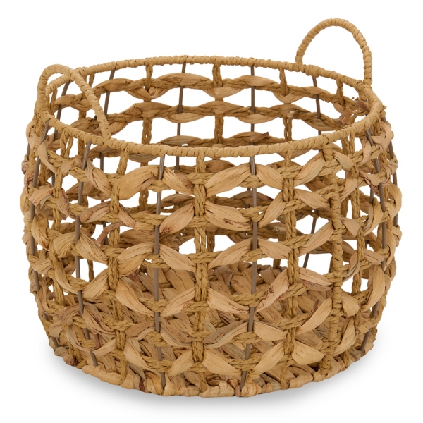 Round Natural Straw Basket, 8 in.