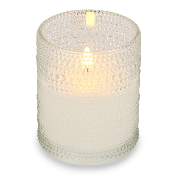 LED Clear Hobnail Glass Pillar Candle