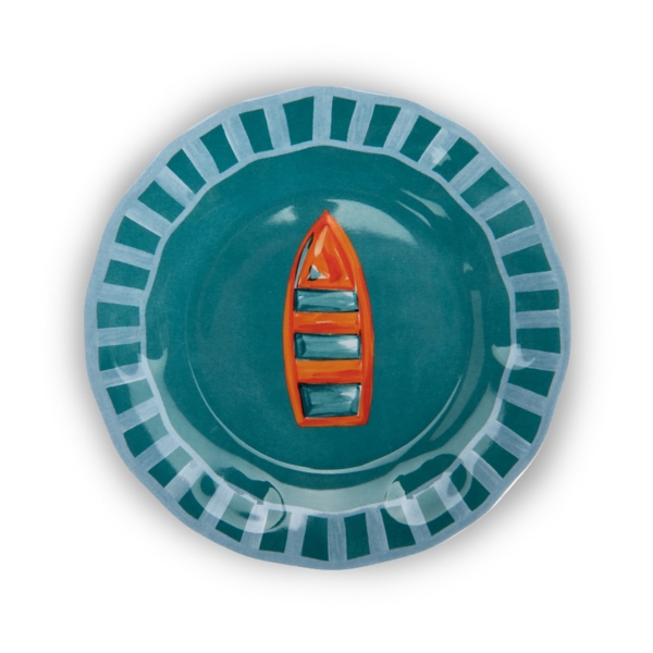 Blue Boat Melamine Appetizer Plate