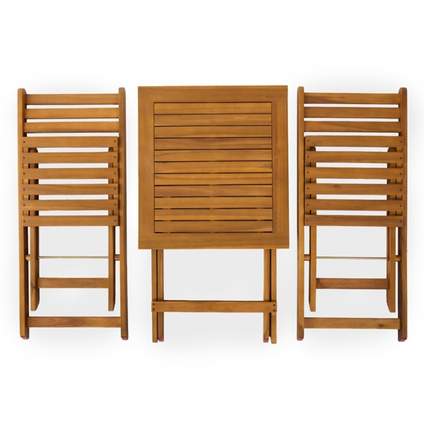 Natural Wood 3-pc. Outdoor Bistro Set