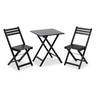 Black Wood 3-pc. Outdoor Bistro Set | Kirklands Home