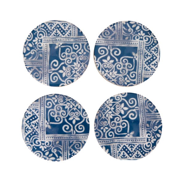 Blue Mosaic Tile Coasters, Set of 4
