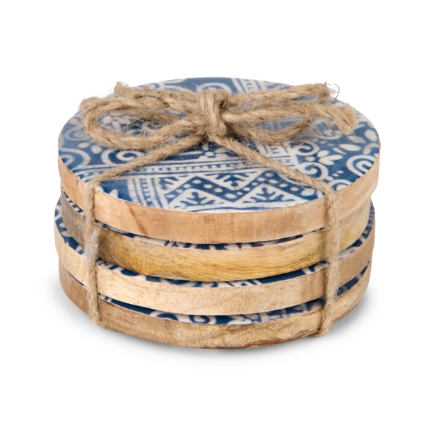 Blue Mosaic Tile Coasters, Set of 4