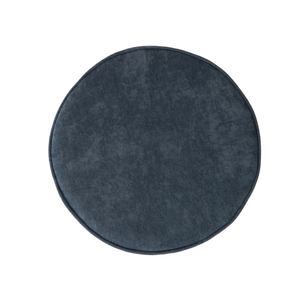 Round Blue Channeled Storage Ottoman