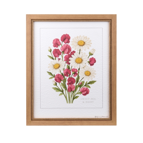 April Daisy and Sweet Pea Framed Art Print