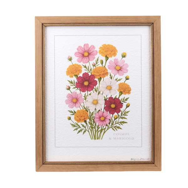 October Cosmos and Marigold Framed Art Print