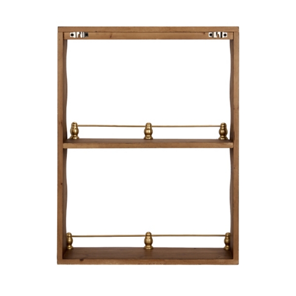 Scalloped Wood Wall Shelf with Gold Details