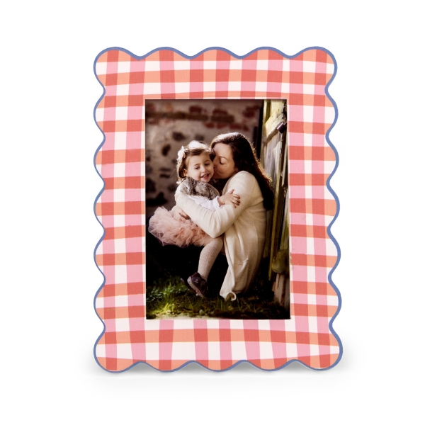 Pink Gingham Wavy Picture Frame