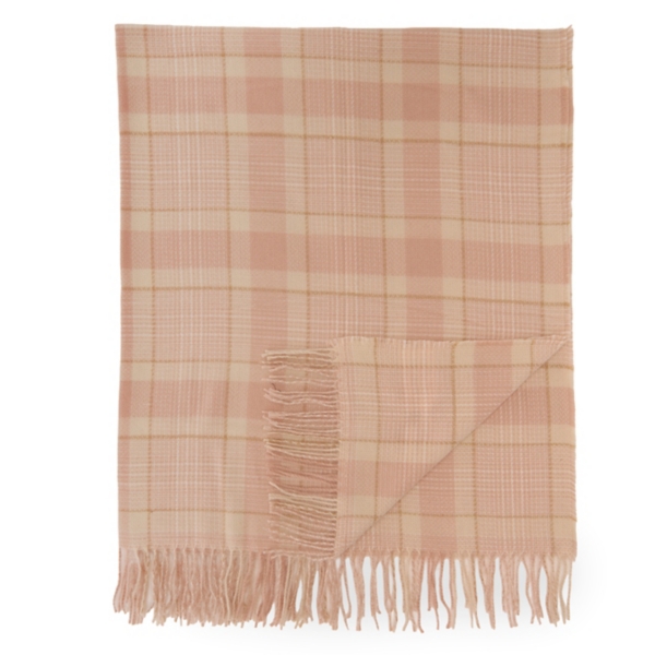 Blush Plaid Knit Yarn Throw