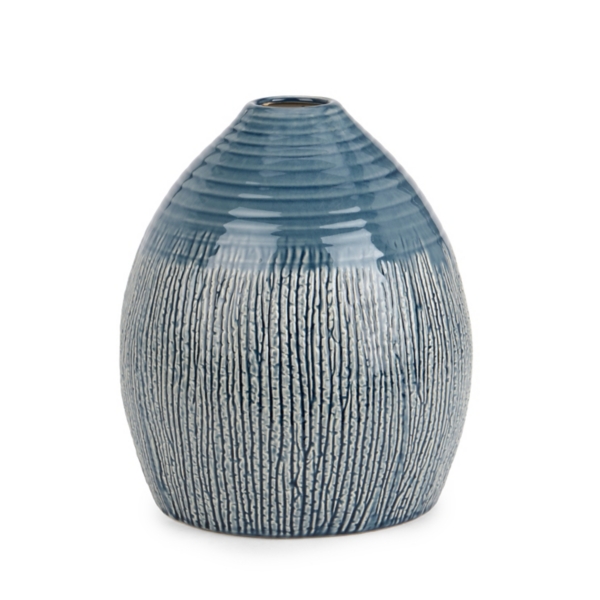 Luca Blue Ceramic Vase, 12 in.