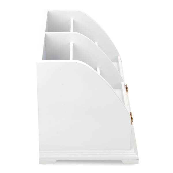White Desk Organizer with Gold Bows
