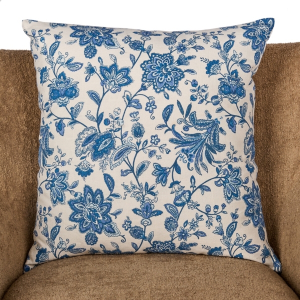 Light Blue Jacobean Floral Pillow