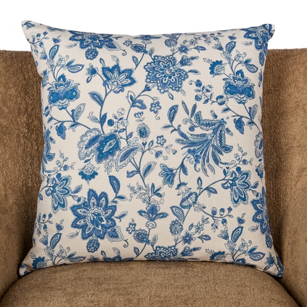 Light Blue Jacobean Floral Pillow