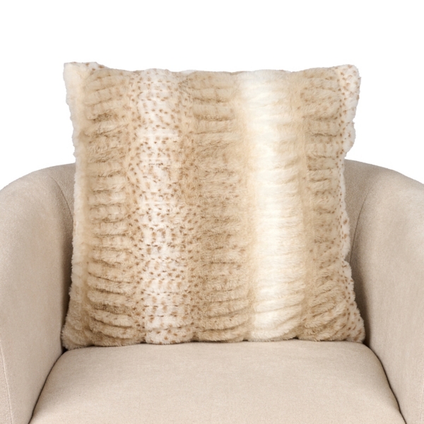 Snow Leopard Ruched Faux Fur Pillow