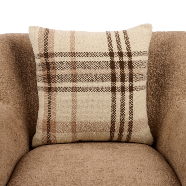 Reversible Ivory Plaid Pillow