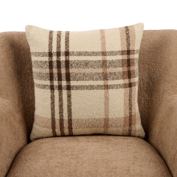 Reversible Ivory Plaid Pillow