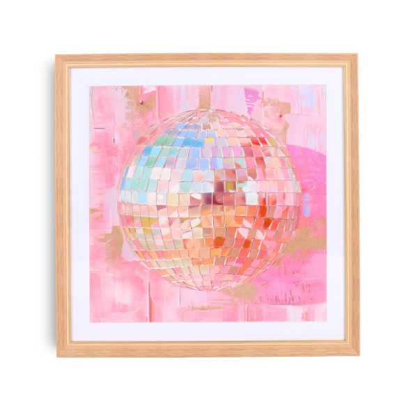 Pink Abstract Disco Ball Framed Art Print
