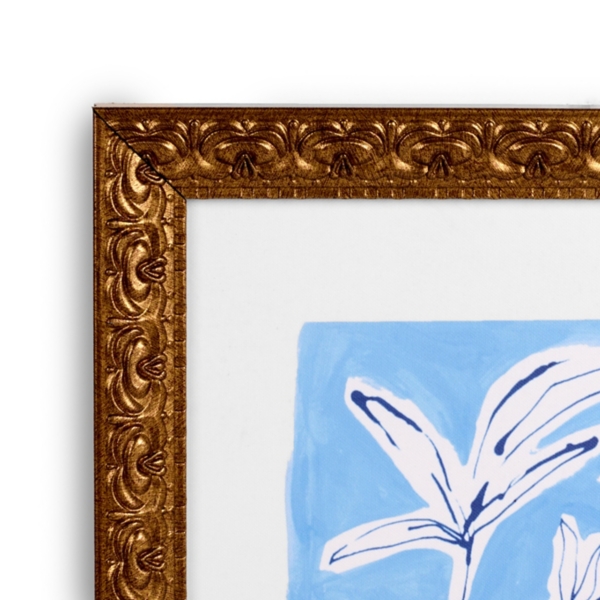 Blue Bird and Flowers Framed Canvas Art Print