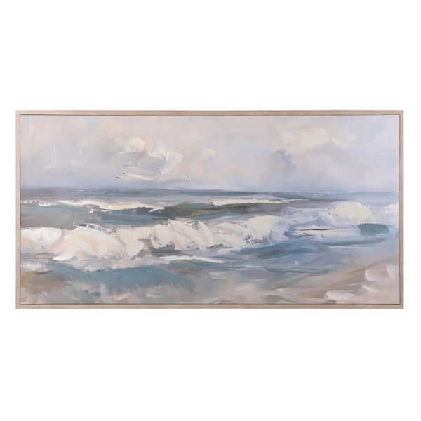 Painted Ocean Waves Framed Canvas Art Print