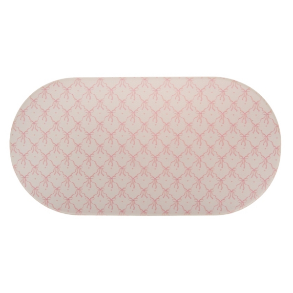 Oval Pink Bow Kitchen Mat