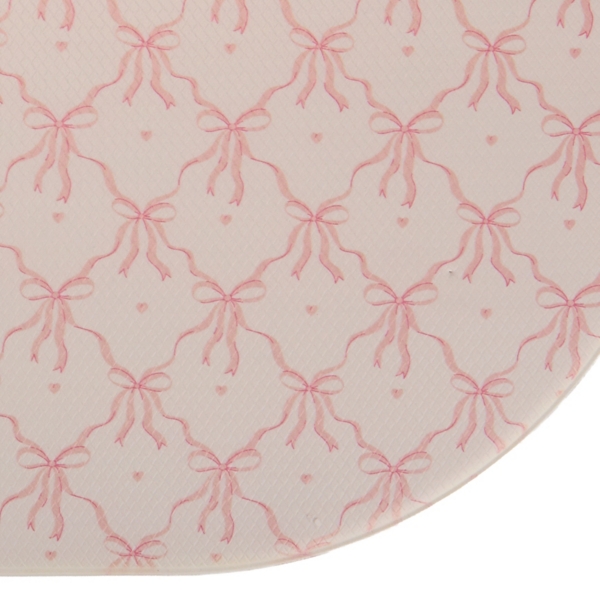 Oval Pink Bow Kitchen Mat