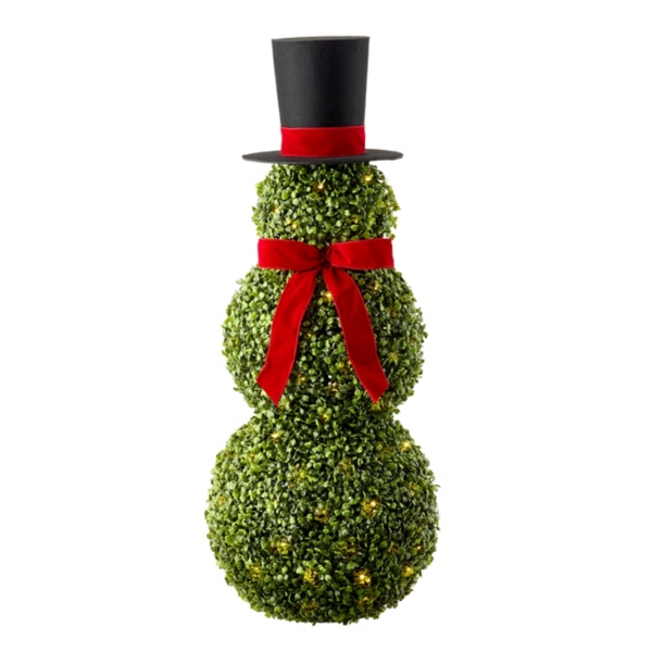3ft Snowman Uv Prelit Boxwood Topiary | Kirklands Home