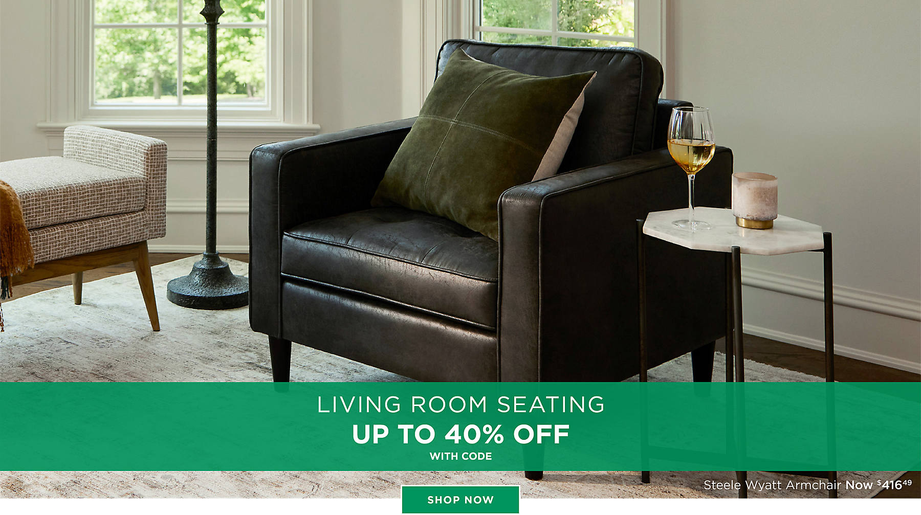 Living Room Seating Up to 40% Off with code Shop Now Steele Wyatt Armchair Now $416.49