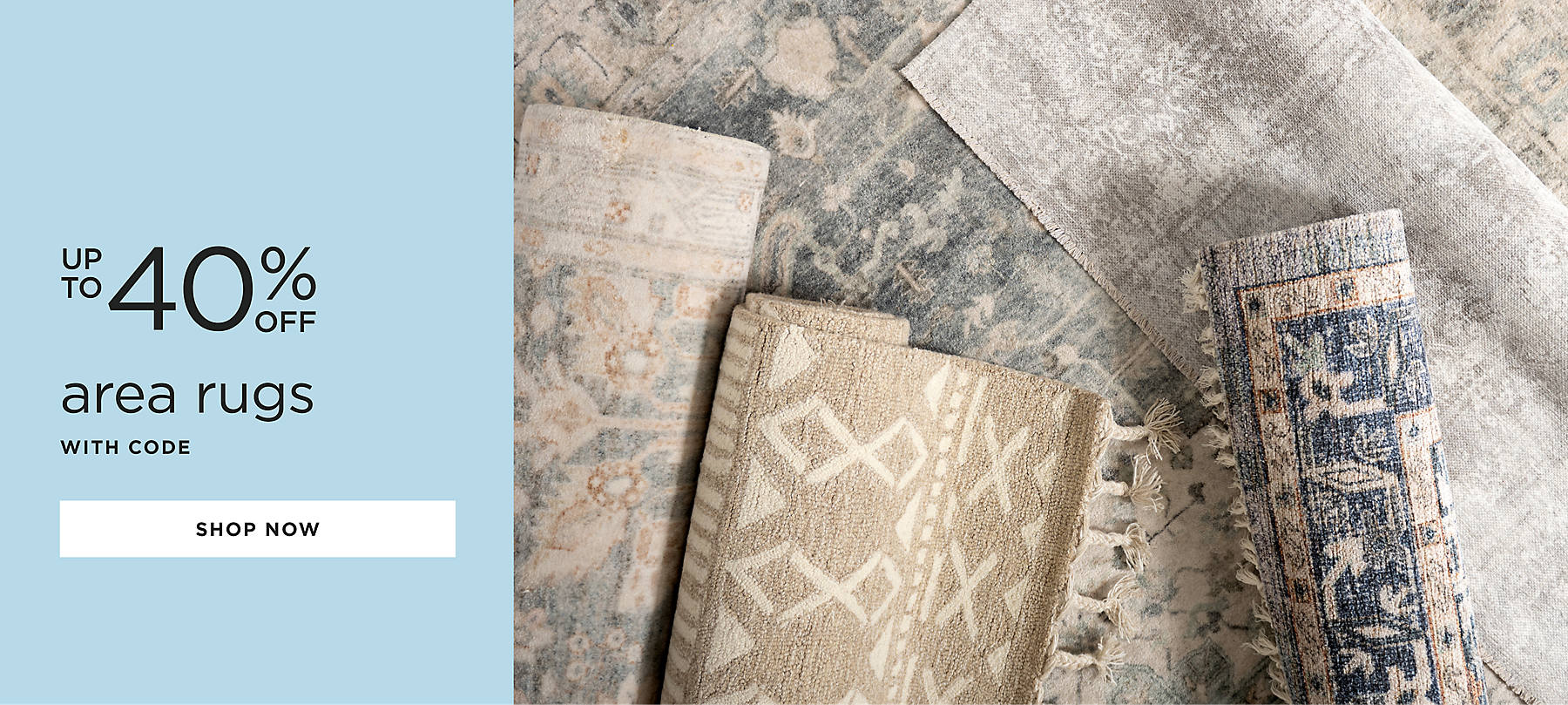 area rugs up to 40% off with code shop now