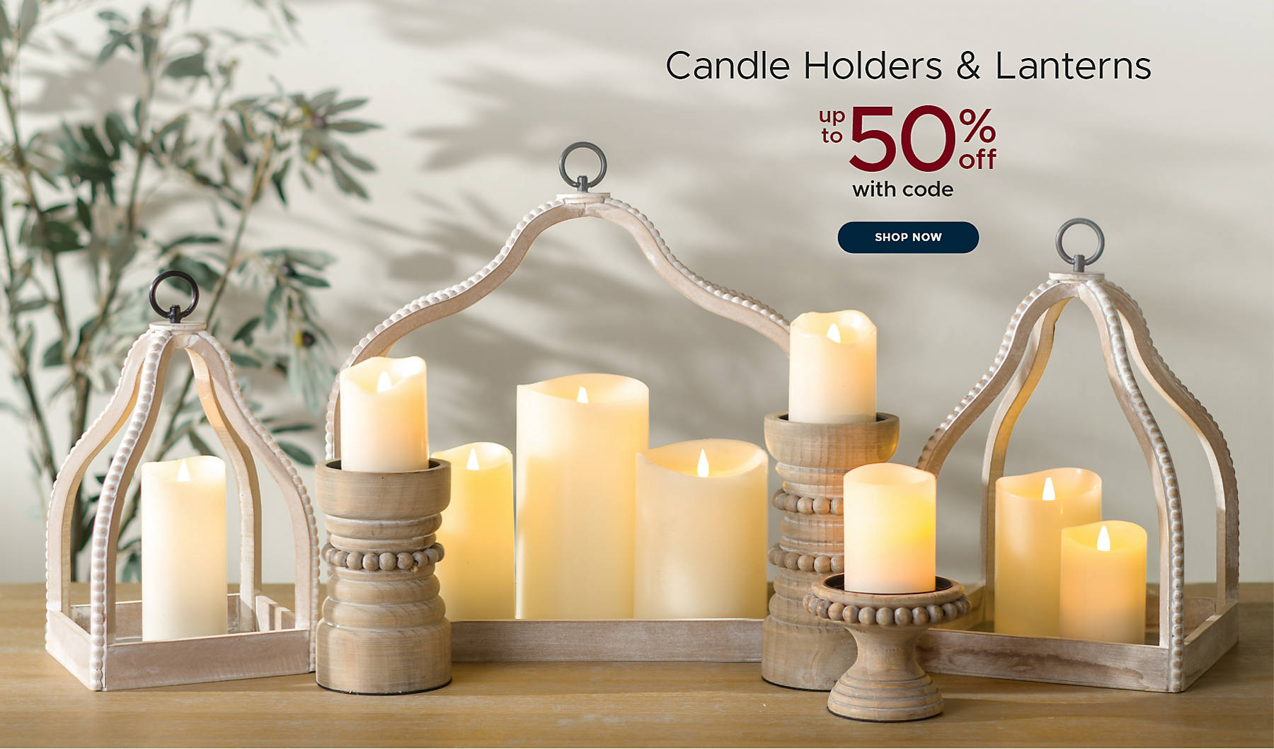 Candle Holders & Lanterns up to 50% off with code shop now