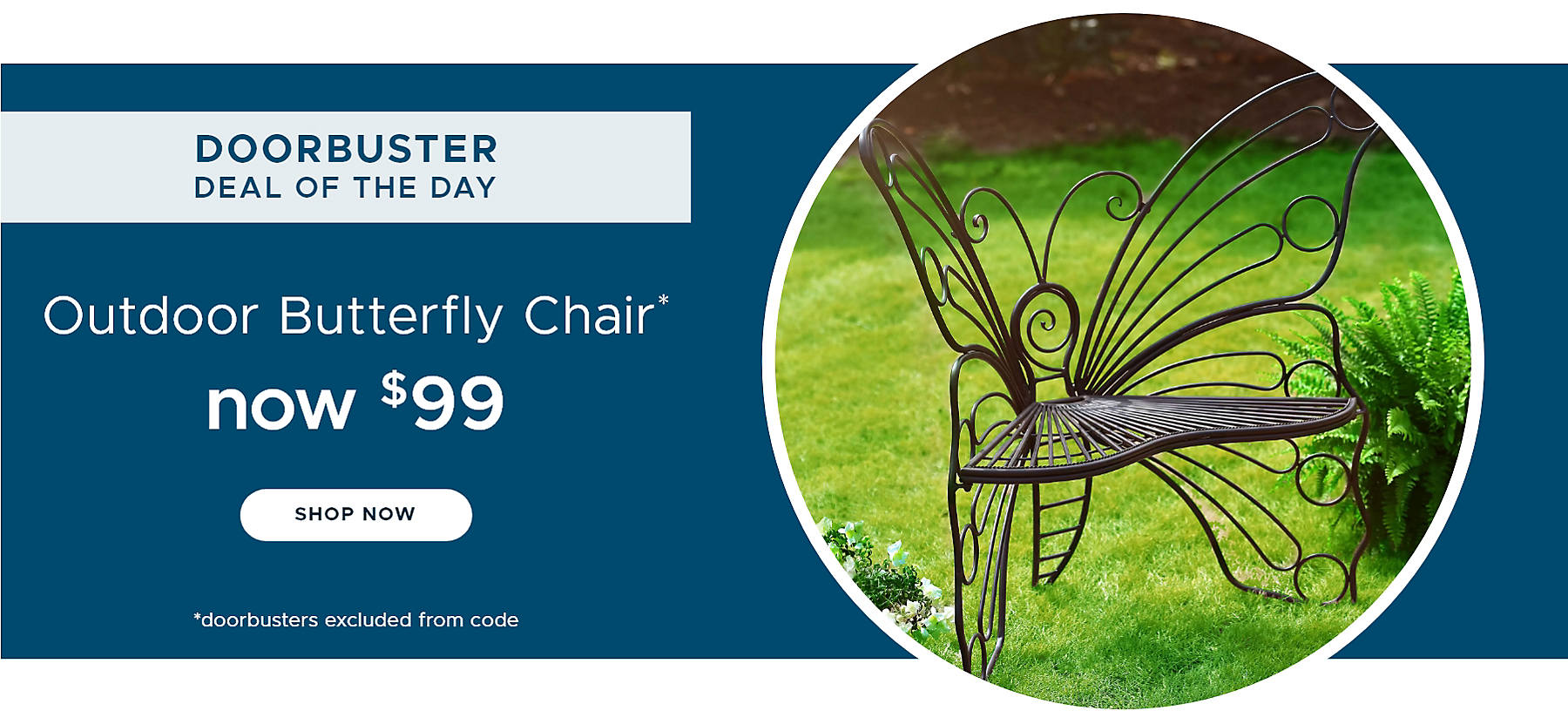 Doorbuster Deal of the Day Outdoor Butterfly Chair* now $99 shop now *doorbusters excluded from code