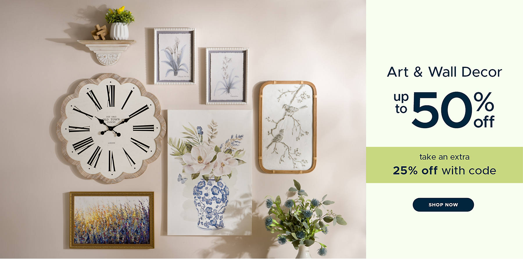 Art & Wall Decor up to 50% off take an extra 25% off with code shop now