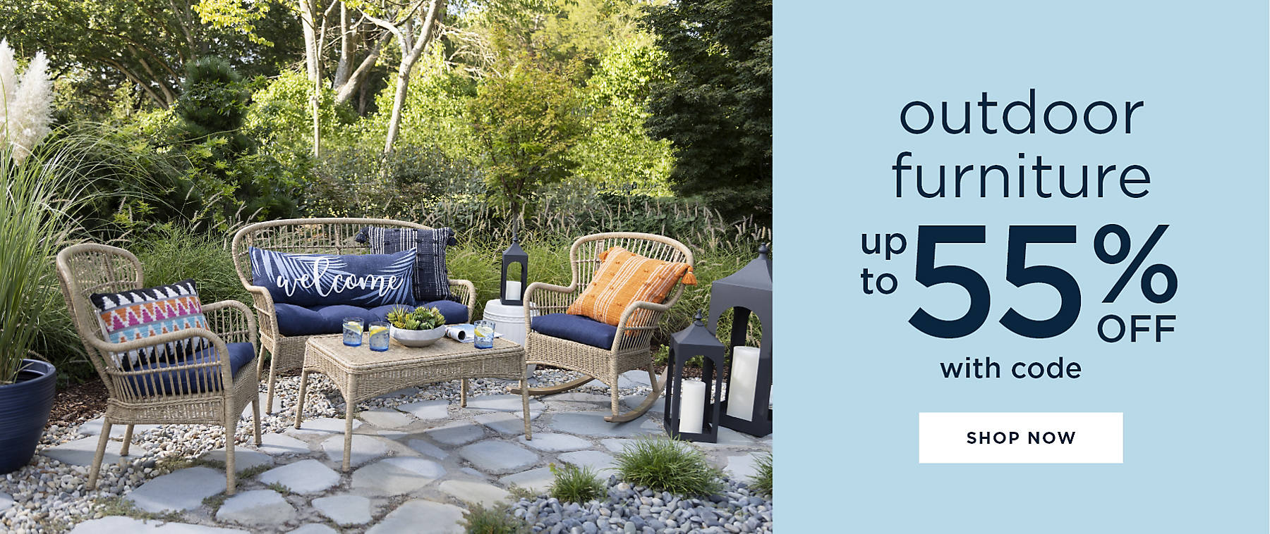 outdoor furniture up to 55% off with code shop now
