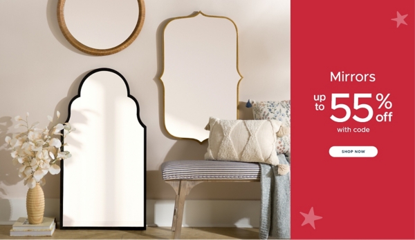 Mirrors up to 55% off with code shop now