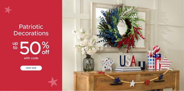 Patriotic Decorations up to 50% off with code shop now