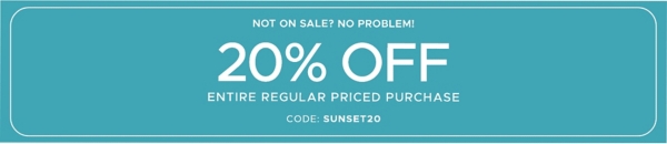 Not on Sale? No problem! 20% off Entire Regular Priced Purchase code: SUNSET20