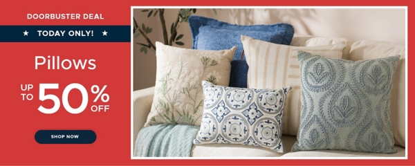 Doorbuster Deal Today Only! Pillows up to 50% off shop now